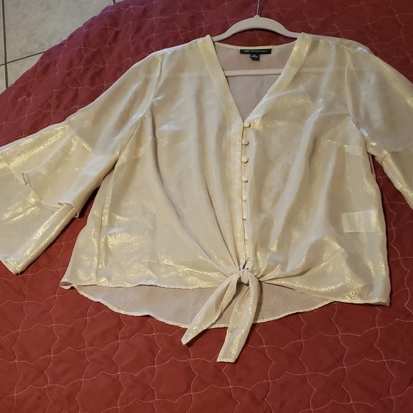 INC International Concepts Tops - INC International Concepts Gold Cream Sleeve Blouse,zise M.